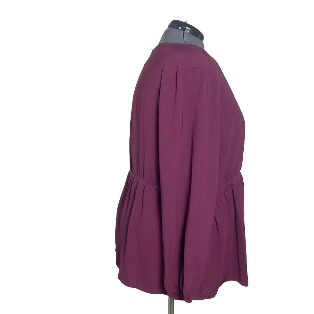 Maurices Deep Purple Crochet Trim Front Tie Kimono (Size 3X) - Picture 4 of 7